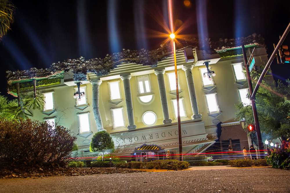 Upside,Down,Building,,Wonderworks,At,Night,,Orlando,,Florida,Usa